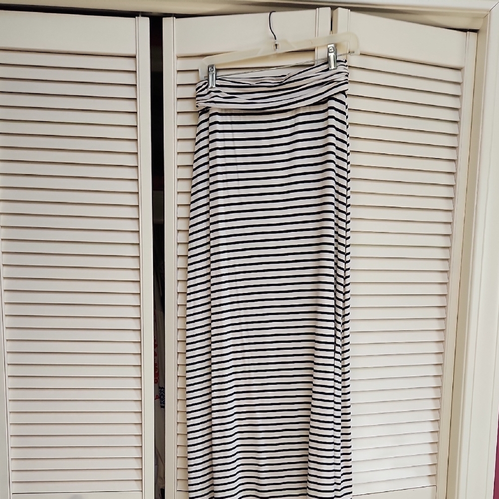 J. Crew White and Blue A-Line Maxi Skirt